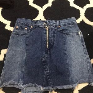 High waisted denim skirt